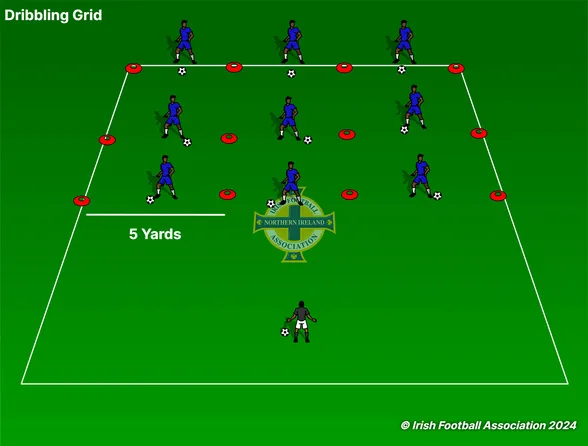 Dribbling Grid (cone lines) set-up, from the Irish FA Grassroots Resource Booklet