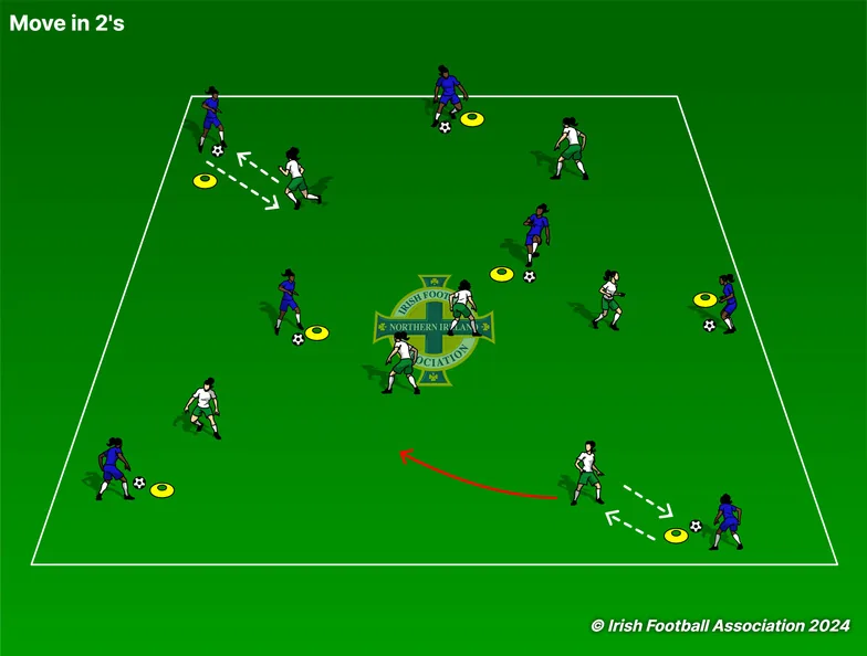 Move in 2's set-up, from the Irish FA Grassroots Resource Booklet