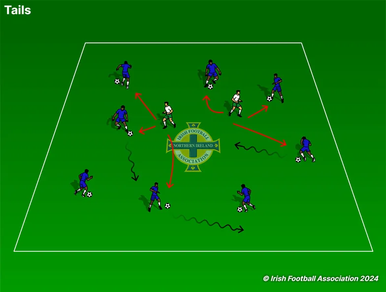 Tails set-up, from the Irish FA Grassroots Resource Booklet